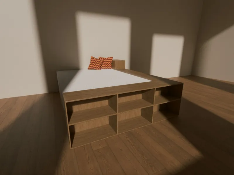 Solid sheesham wood bed with upholstered headboard handcrafted in Jodhpur, India