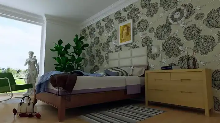 Caned colonial headboard on solid wood frame